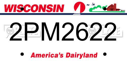 2PM2622 Wisconsin License Plate