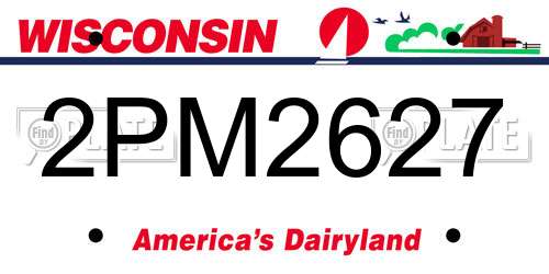 2PM2627 Wisconsin License Plate