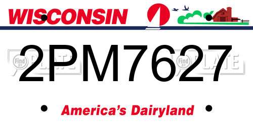 2PM7627 Wisconsin License Plate