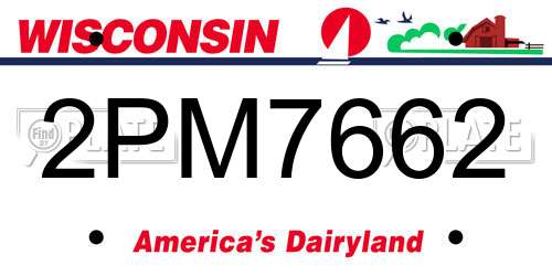 2PM7662 Wisconsin License Plate