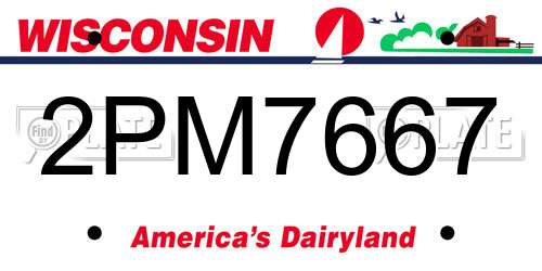 2PM7667 Wisconsin License Plate