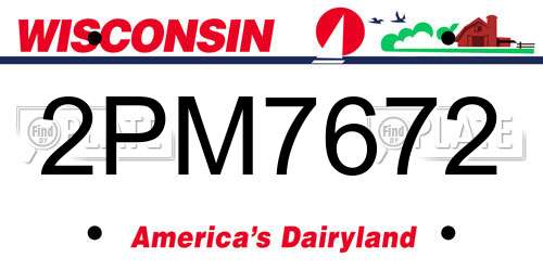 2PM7672 Wisconsin License Plate