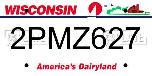 2PMZ627 Wisconsin License Plate