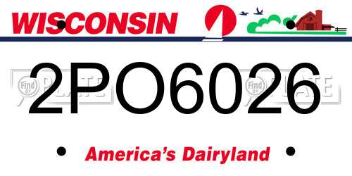 2PO6026 Wisconsin License Plate