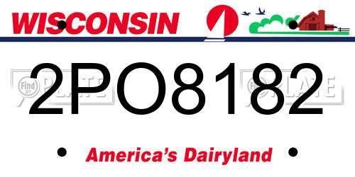 2PO8182 Wisconsin License Plate