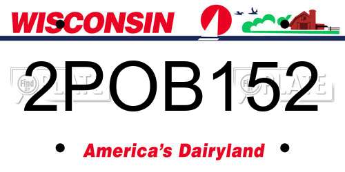 2POB152 Wisconsin License Plate