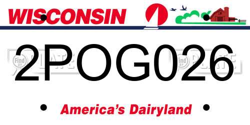 2POG026 Wisconsin License Plate