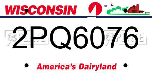 2PQ6076 Wisconsin License Plate