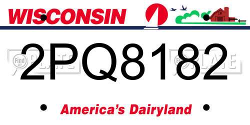 2PQ8182 Wisconsin License Plate