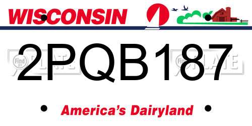 2PQB187 Wisconsin License Plate