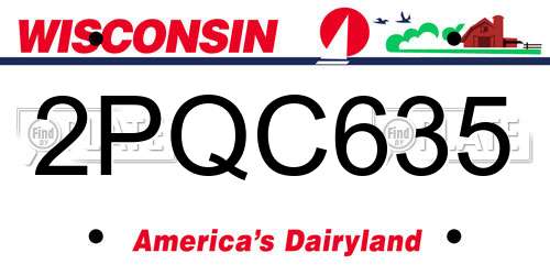 2PQC635 Wisconsin License Plate