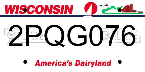 2PQG076 Wisconsin License Plate