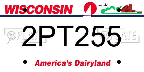 2PT255 Wisconsin License Plate