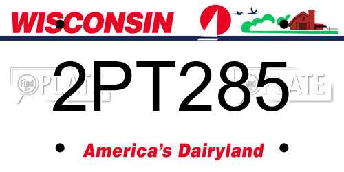 2PT285 Wisconsin License Plate
