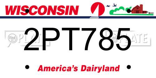 2PT785 Wisconsin License Plate