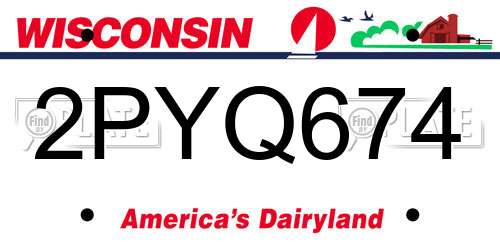 2PYQ674 Wisconsin License Plate