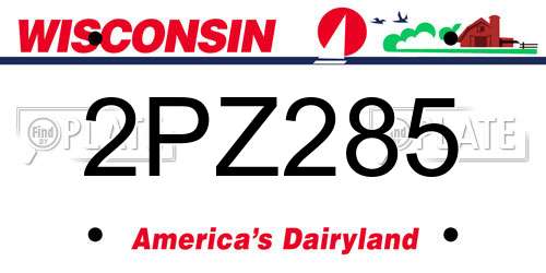 2PZ285 Wisconsin License Plate