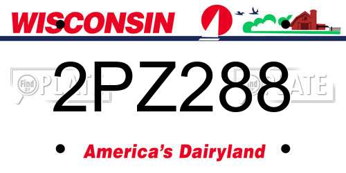 2PZ288 Wisconsin License Plate