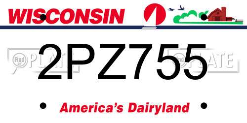 2PZ755 Wisconsin License Plate