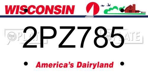 2PZ785 Wisconsin License Plate