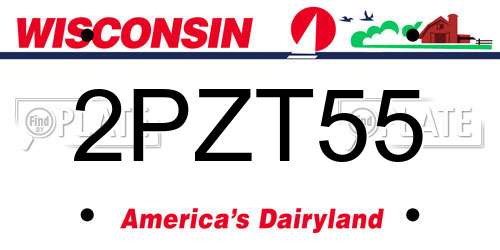 2PZT55 Wisconsin License Plate