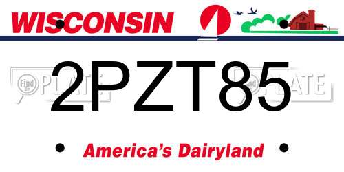 2PZT85 Wisconsin License Plate