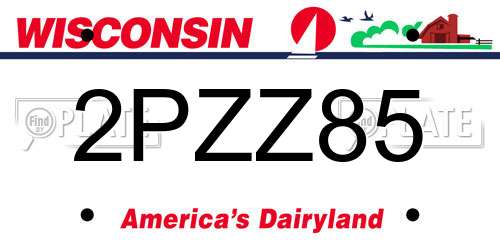 2PZZ85 Wisconsin License Plate