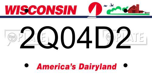 2Q04D2 Wisconsin License Plate