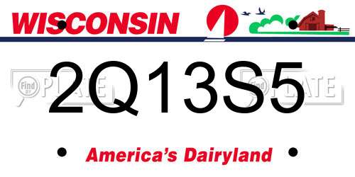 2Q13S5 Wisconsin License Plate