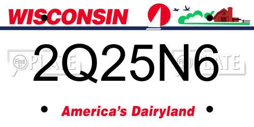 2Q25N6 Wisconsin License Plate