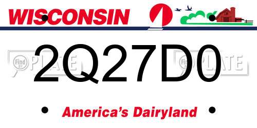 2Q27D0 Wisconsin License Plate