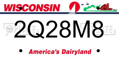 2Q28M8 Wisconsin License Plate