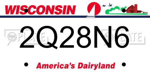 2Q28N6 Wisconsin License Plate