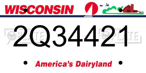 2Q34421 Wisconsin License Plate