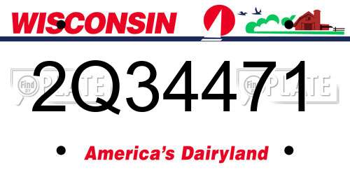 2Q34471 Wisconsin License Plate