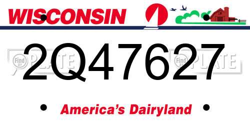 2Q47627 Wisconsin License Plate