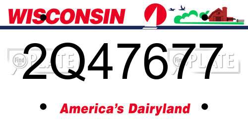 2Q47677 Wisconsin License Plate