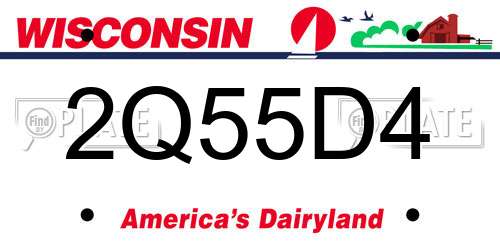 2Q55D4 Wisconsin License Plate