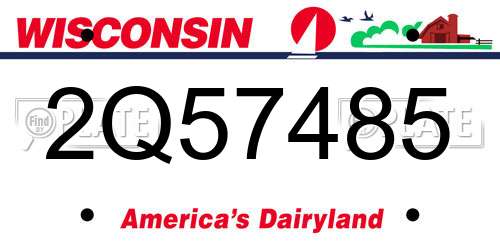 2Q57485 Wisconsin License Plate