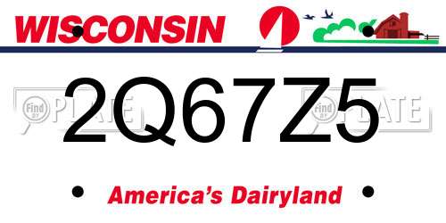 2Q67Z5 Wisconsin License Plate