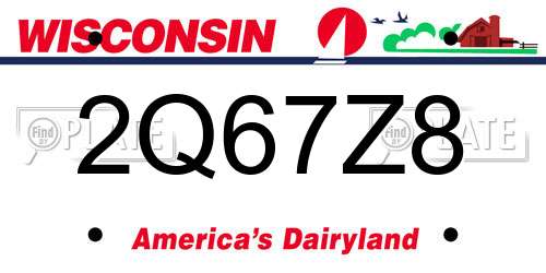 2Q67Z8 Wisconsin License Plate