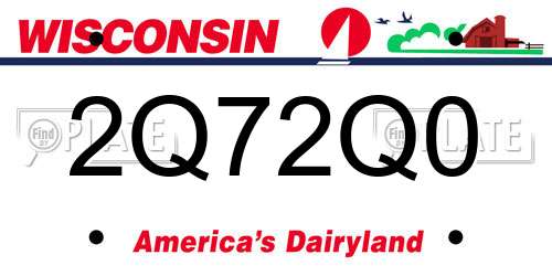 2Q72Q0 Wisconsin License Plate