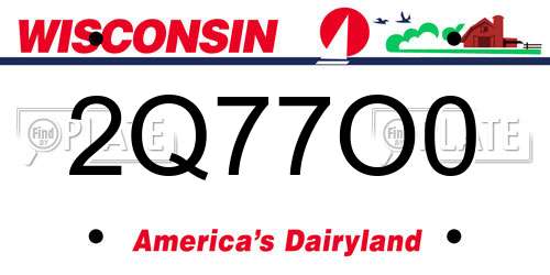 2Q77O0 Wisconsin License Plate