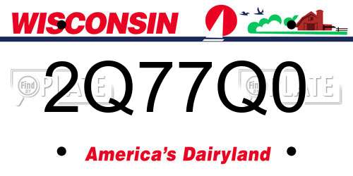 2Q77Q0 Wisconsin License Plate