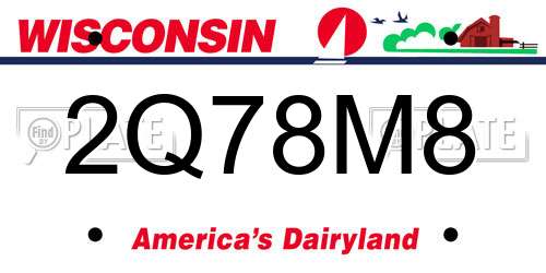 2Q78M8 Wisconsin License Plate