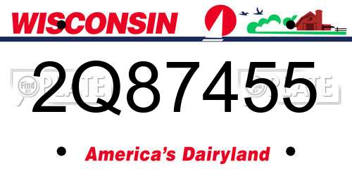 2Q87455 Wisconsin License Plate
