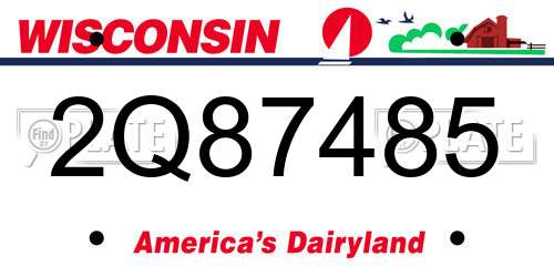 2Q87485 Wisconsin License Plate