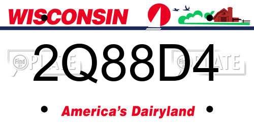 2Q88D4 Wisconsin License Plate