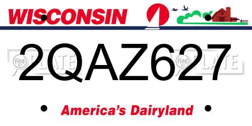 2QAZ627 Wisconsin License Plate