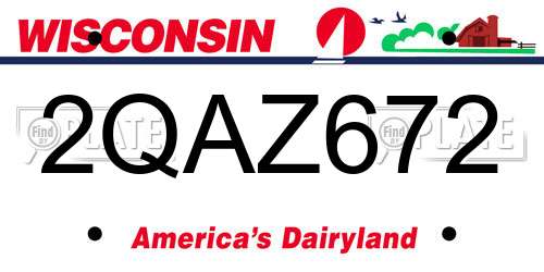 2QAZ672 Wisconsin License Plate